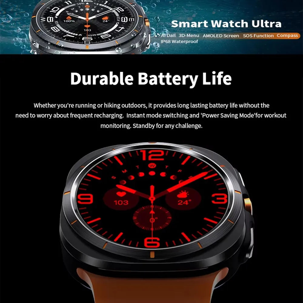 Galaxy Watch 7 Ultra GPS Compass NFC Smart Watch Outdoor Sports Man AMOLED BT Call IP68